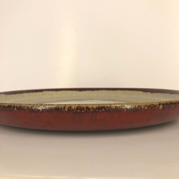 Pier 1 Crackle Collection Vintage 1990s Pottery Large‎ Brick Red Beige Plate - Picture 9 of 12